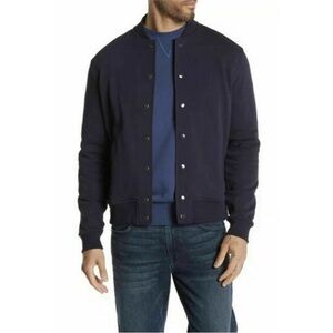 Slate & Stone Baseball Varsity Snap Button Bomber Sweater Jacket Navy‎ in Large